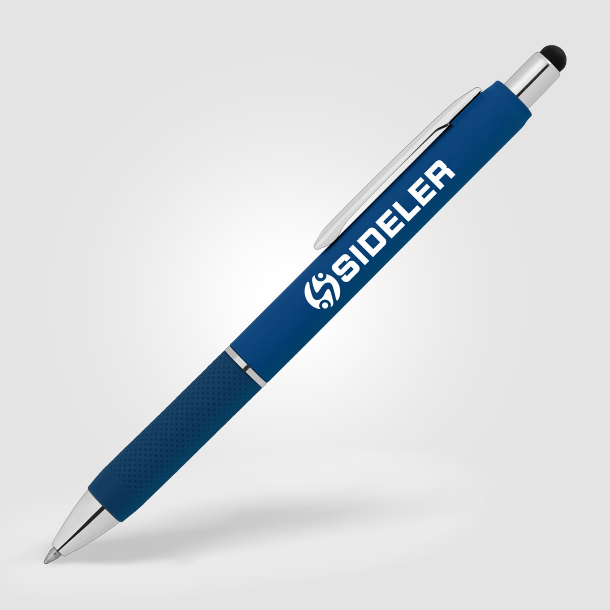 Branded Retractable Gel Pen with Stylus and Chrome Trim