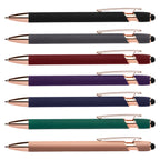 Branded Rose Gold Trim Metal Pen with Stylus