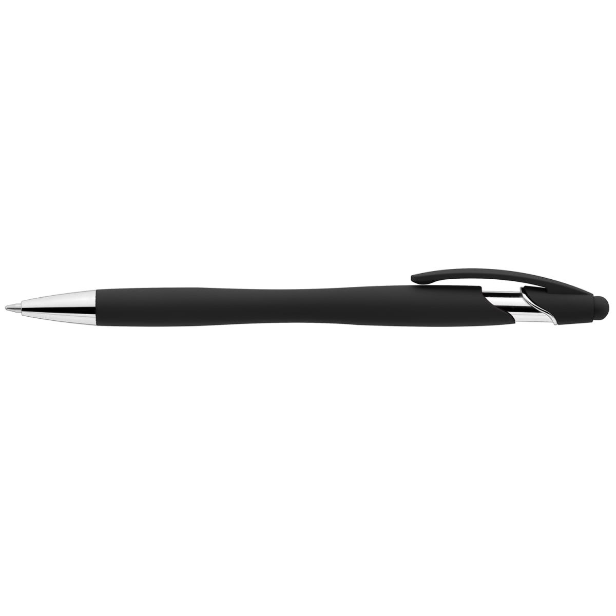 Branded Soft Rubber Coated Stylus Pen with Chrome Trim