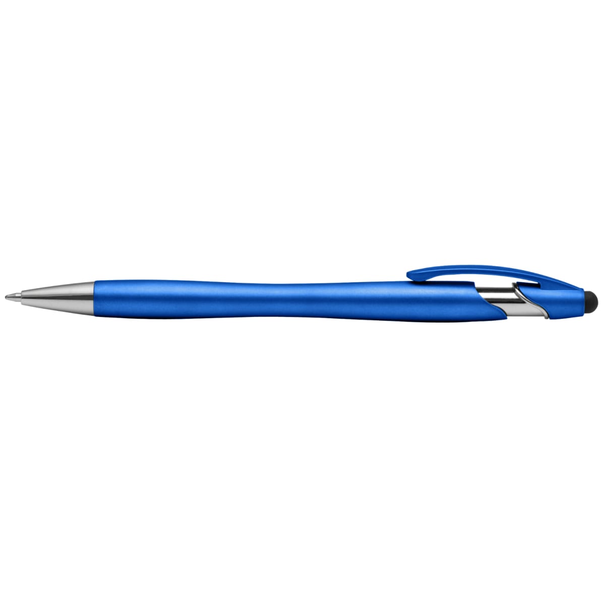 Branded Metallic Stylus Pen with Chrome Accents in Blue