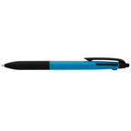 Branded Recycled Plastic 3-Ink Pen with Stylus in Light Blue