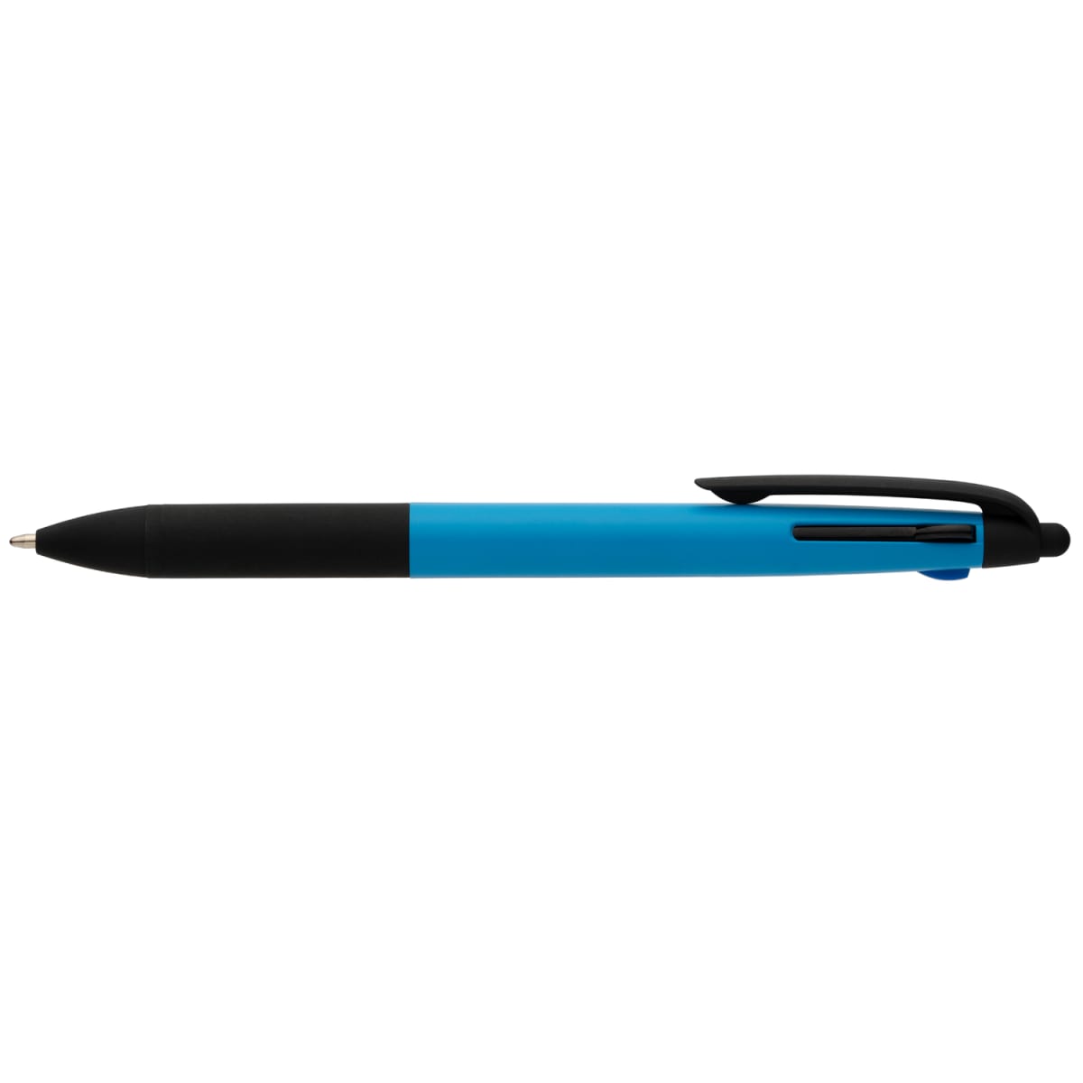 Branded Recycled Plastic 3-Ink Pen with Stylus in Light Blue