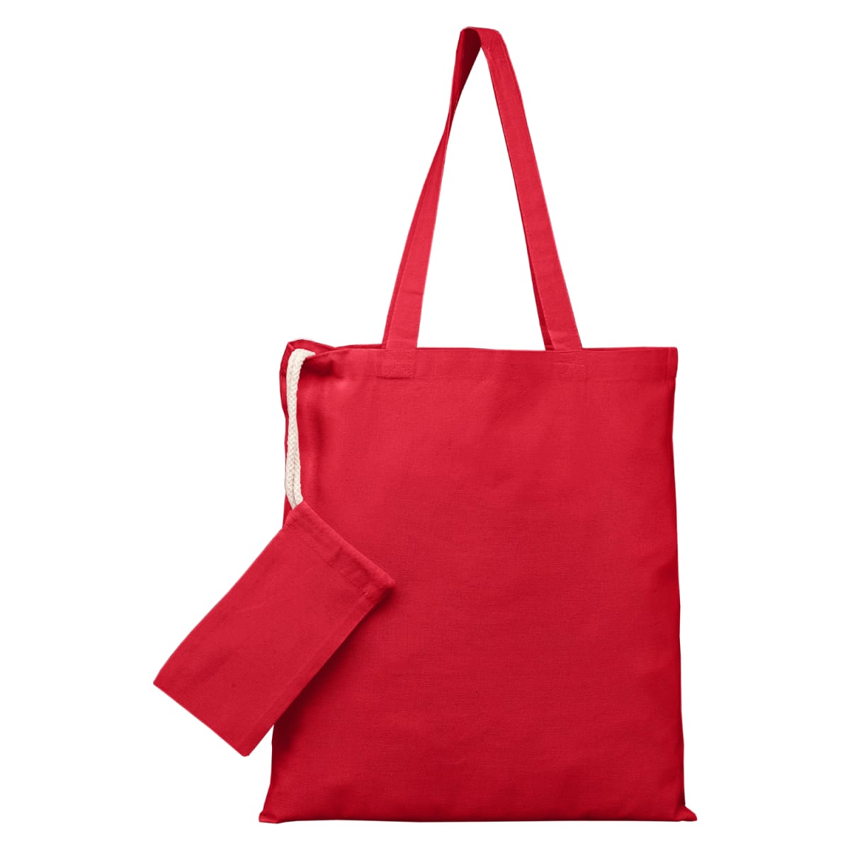 Branded Recycled Foldable Tote Bag with Pouch in Red