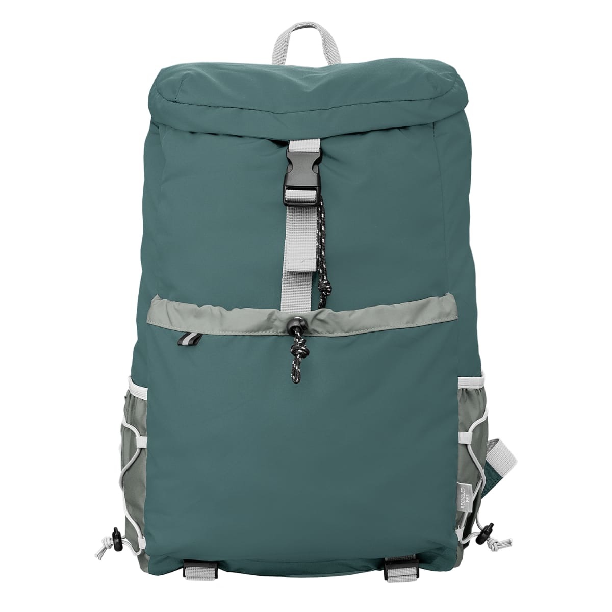 Branded Recycled Laptop Backpack with Side Pockets in Dark Green