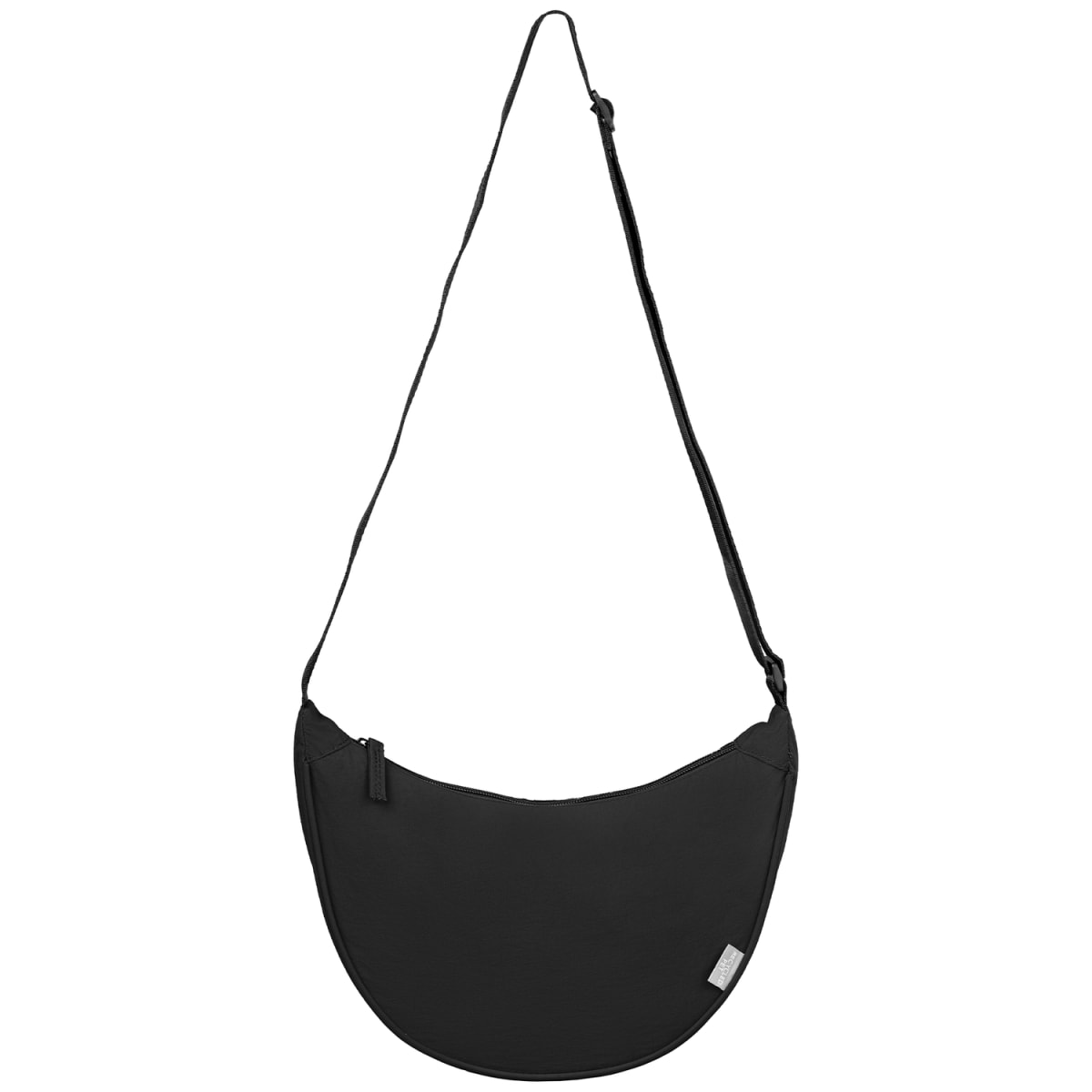 Branded Recycled Nylon Crossbody Shoulder Bag in Black
