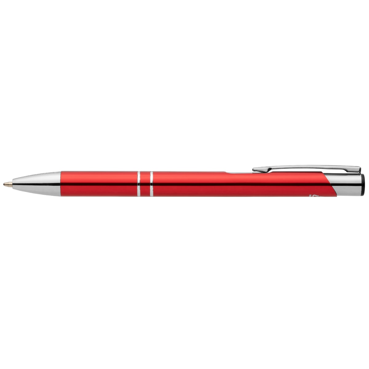 Branded Recycled Aluminium Retractable Pen with Chrome Trim in Red