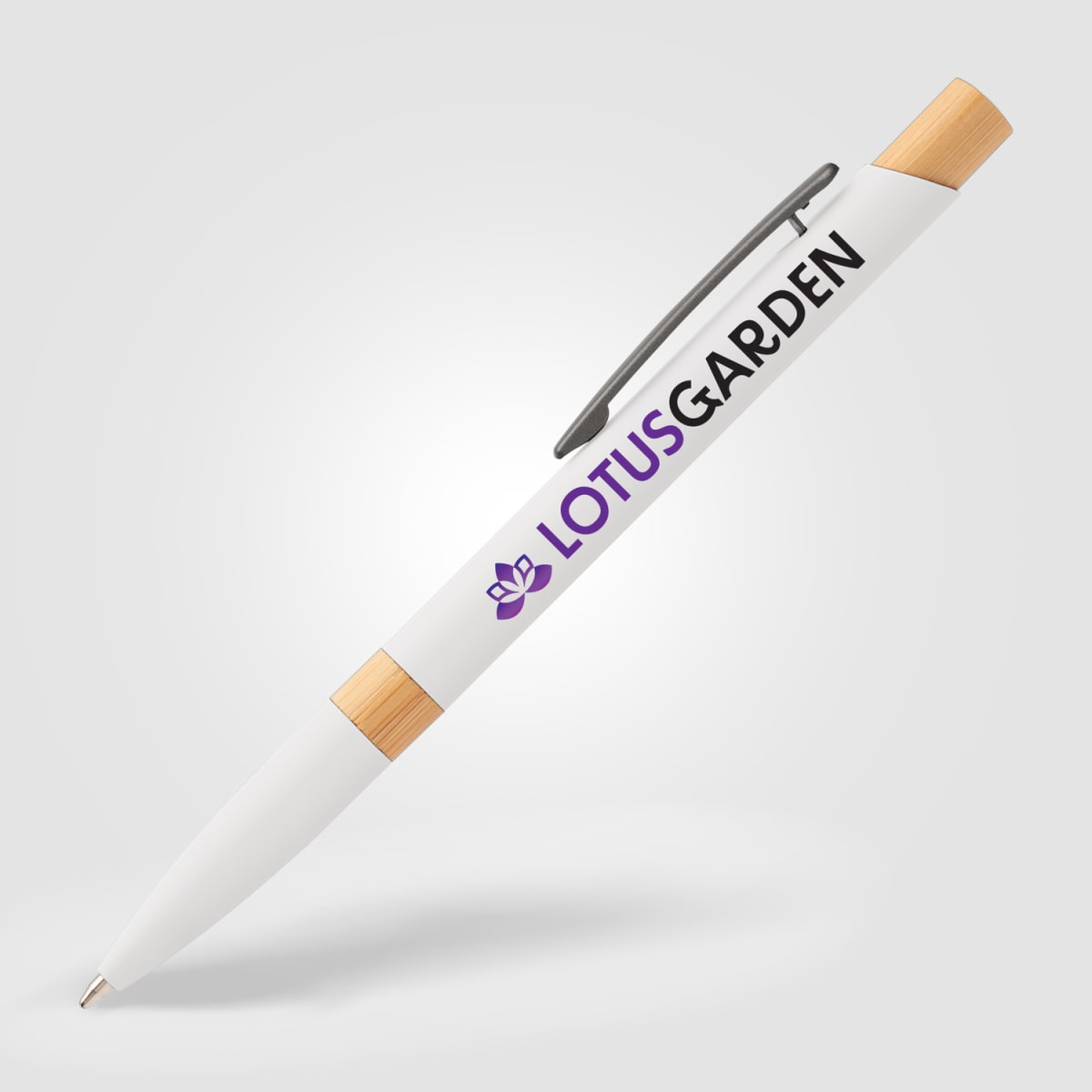 Branded Recycled Aluminium Pen with Bamboo Trim