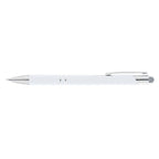 Branded Soft-Touch Metal Pen with Top Stylus in White