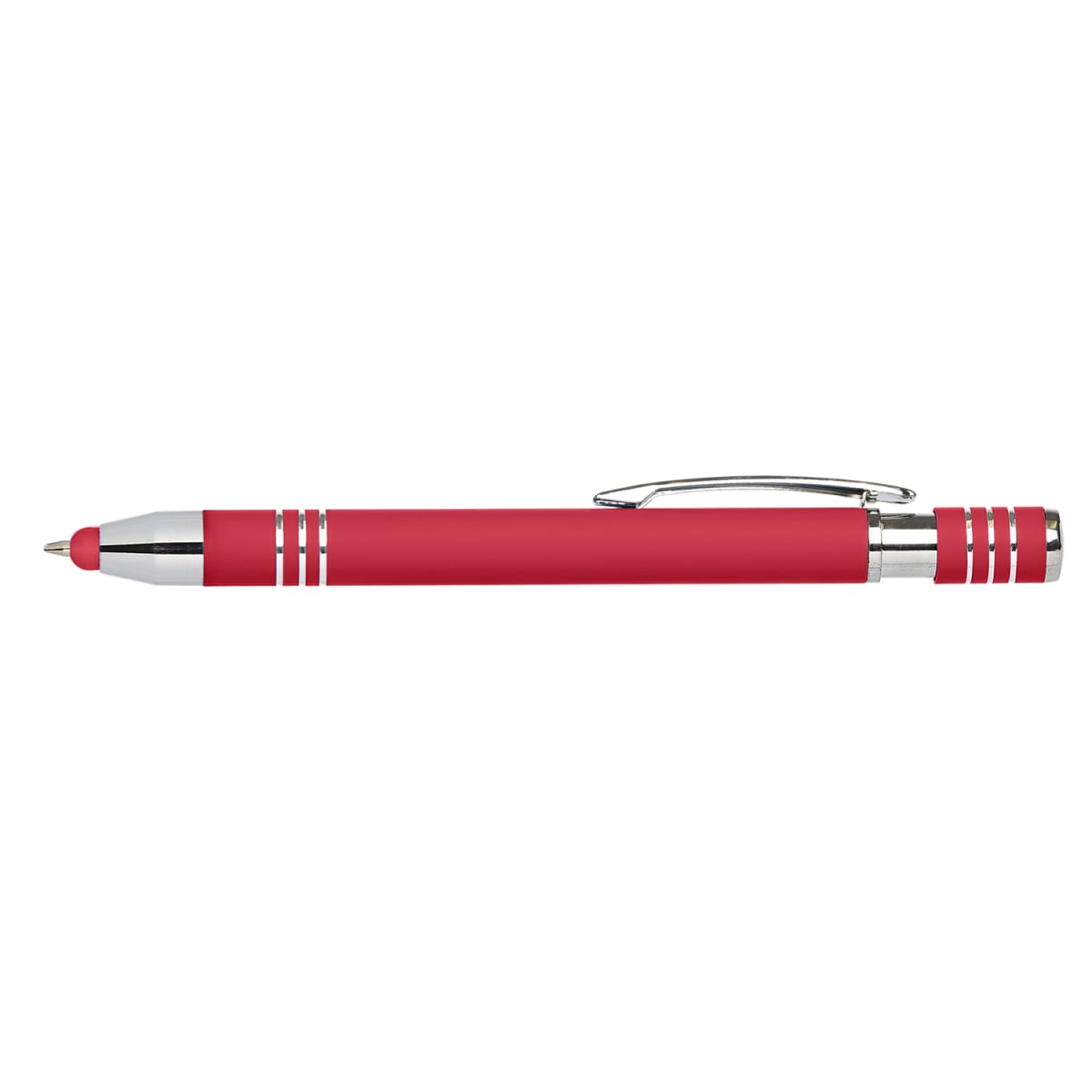 Branded Soft Touch Metal Stylus Pen with Blue or Black Ink in Red