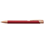 Branded Satin Finish Metal Pen with Rose Gold Accents in Red