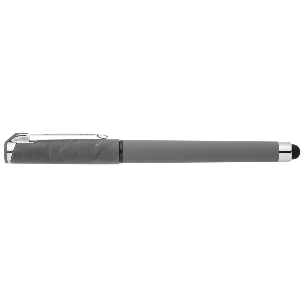 Branded Marbled Cap Gel Pen with Stylus in Gray