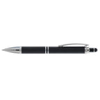 Branded Wide-Barrel Soft-Touch Metal Pen with Stylus in Black