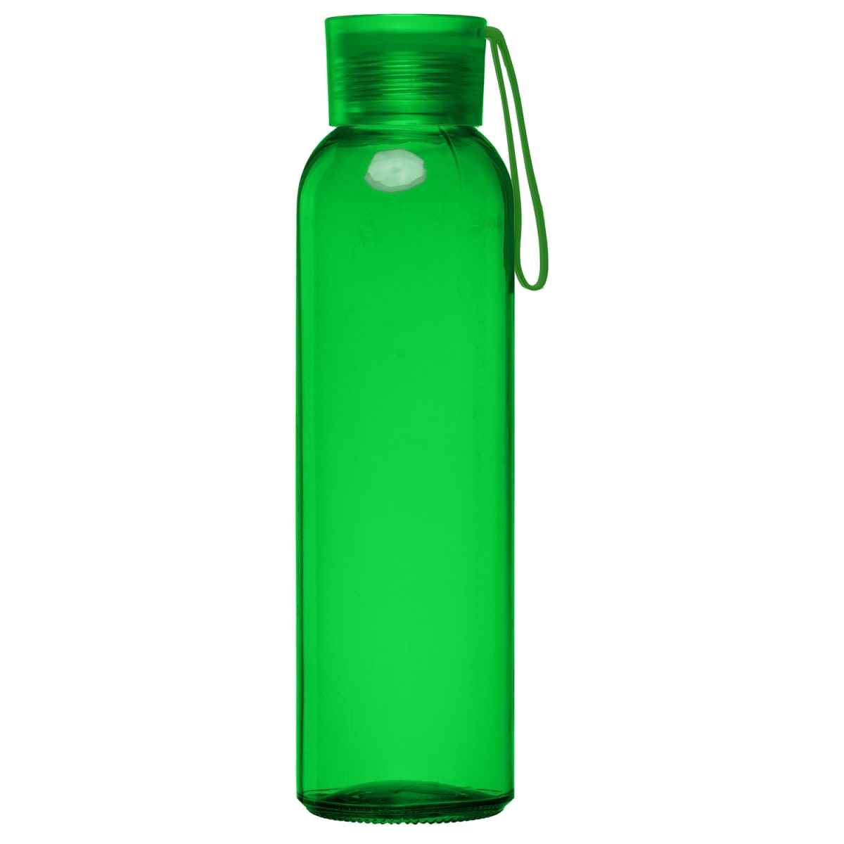 Branded Painted Glass Bottle with Silicone Strap in Green