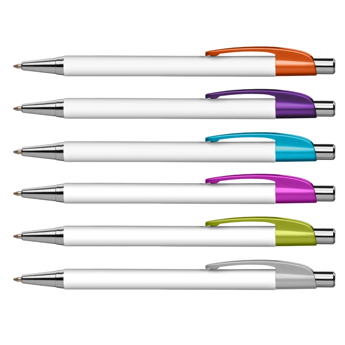 Branded Slim Chrome Trim Pen with Metallic Clip