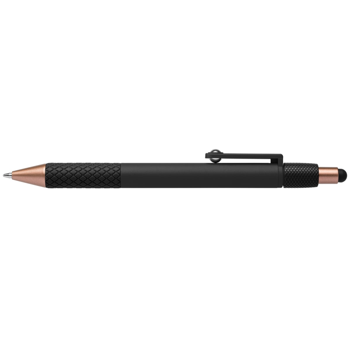 Branded Recycled Plastic Fidget Spinner Pen with Stylus in Black