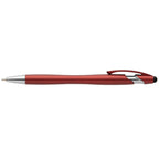 Branded Recycled Plastic Metallic Stylus Pen with Chrome Trim in Red