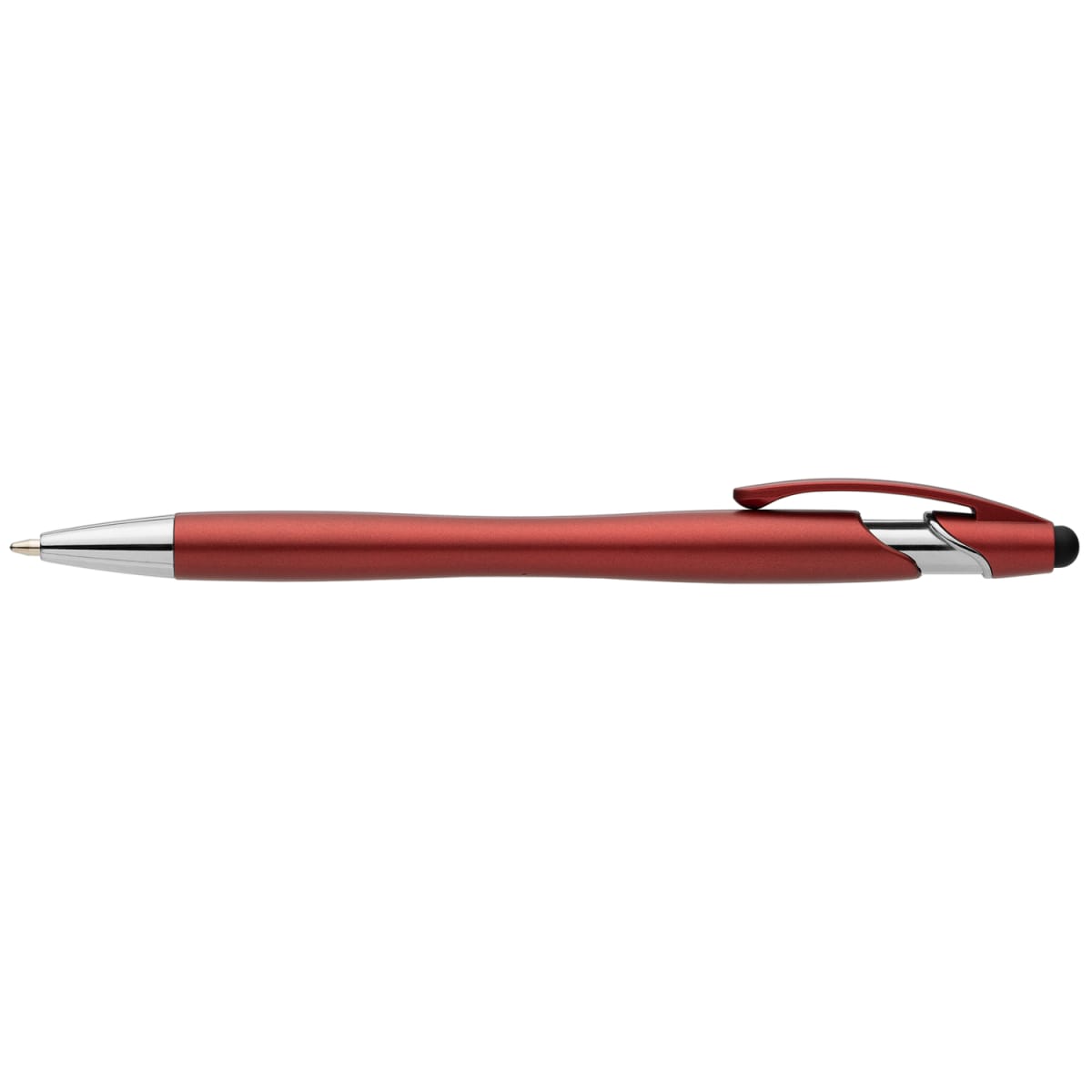 Branded Recycled Plastic Metallic Stylus Pen with Chrome Trim in Red