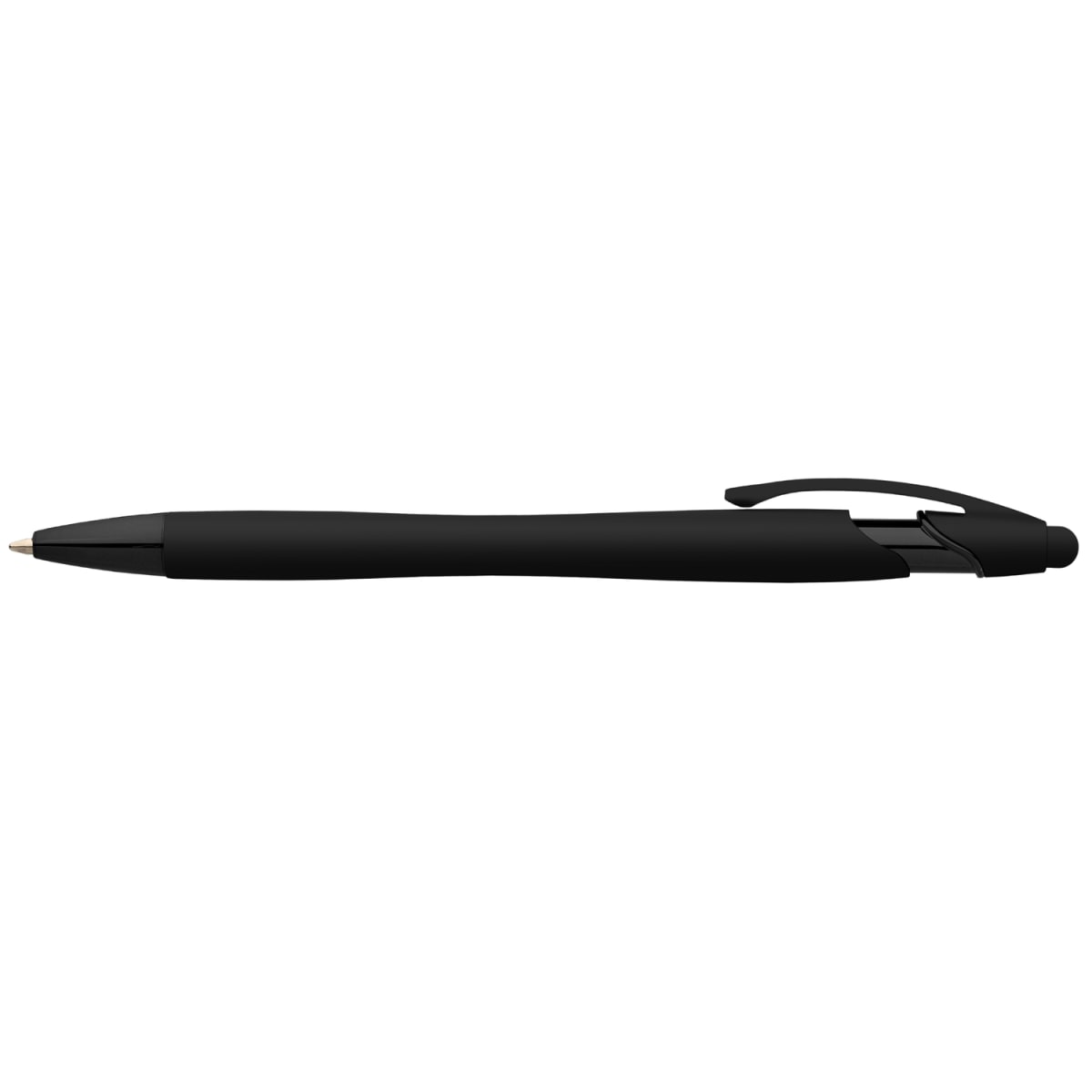 Branded Monochrome Soft-Touch Pen with Stylus in Black