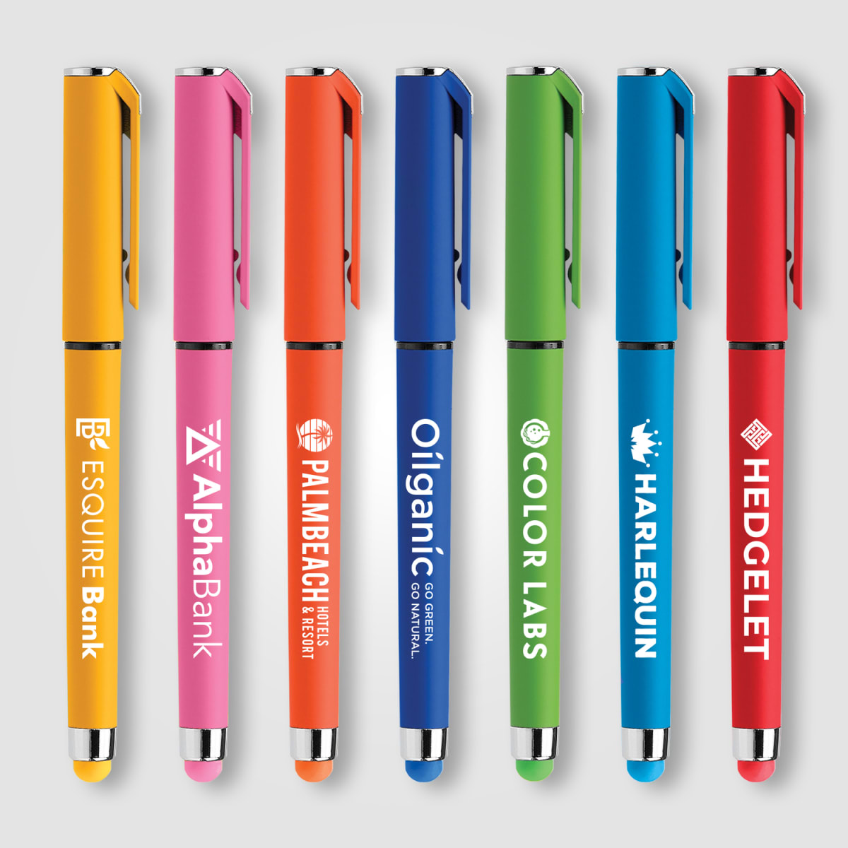Branded Soft Touch Gel Pen with Matching Stylus