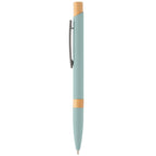Branded Recycled Aluminium Pen with Bamboo Trim in Sage