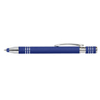 Branded Soft Touch Metal Stylus Pen with Blue or Black Ink in Dark Blue