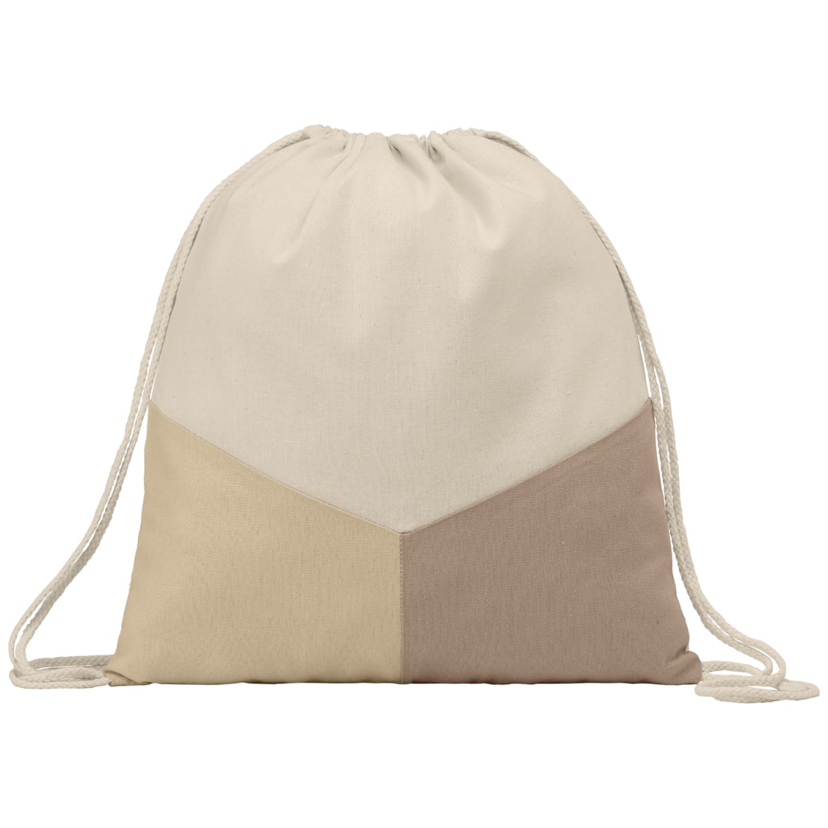 Branded Multicolour Recycled Cotton Blend Drawstring Bag in Beige/Light Brown