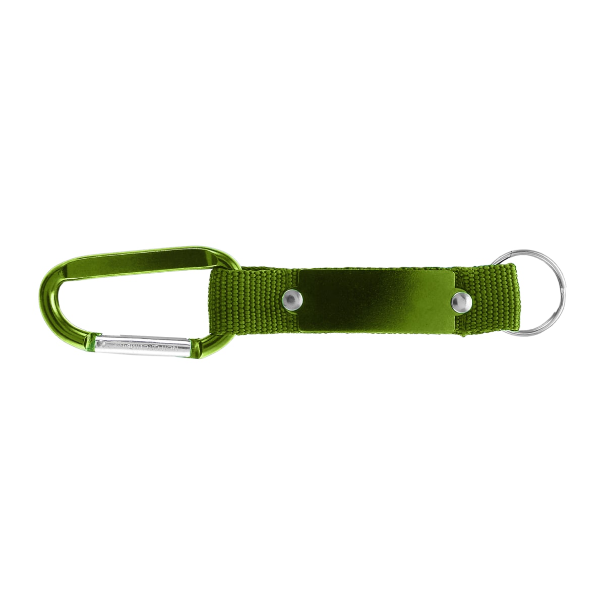 Branded Metal Carabiner Keyring with Mesh Strap in Green