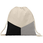 Branded Multicolour Recycled Cotton Blend Drawstring Bag in Black/Gray