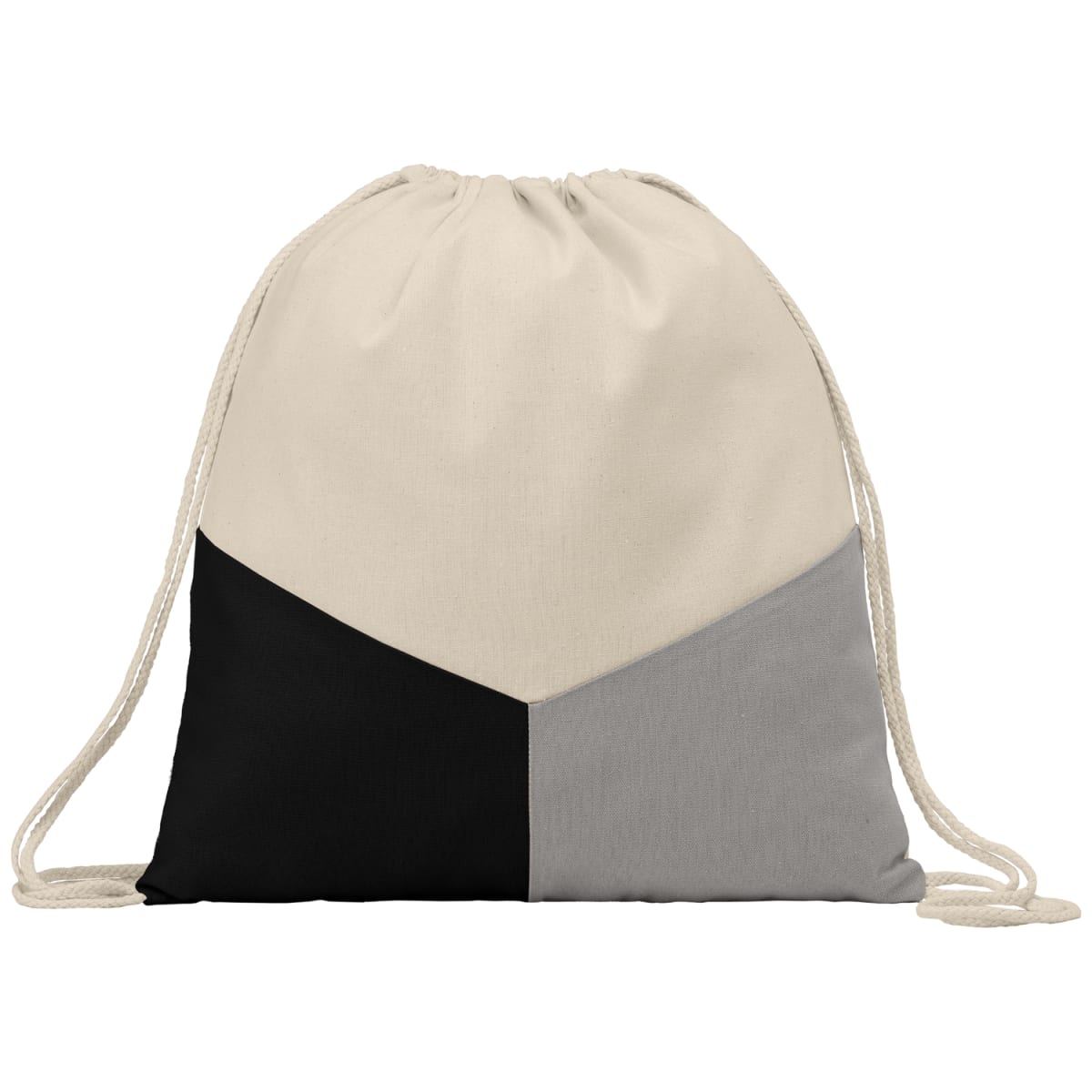 Branded Multicolour Recycled Cotton Blend Drawstring Bag in Black/Gray