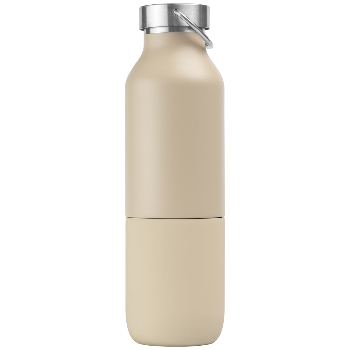 Branded 2-in-1 Recycled Steel Bottle with Tumbler - 590ml in Cream