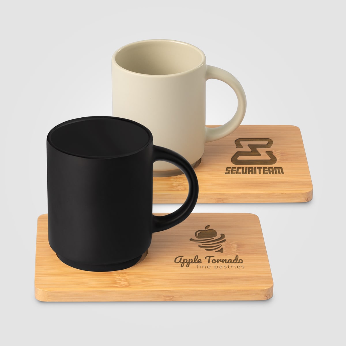 Branded Ceramic Mug and Bamboo Board Set