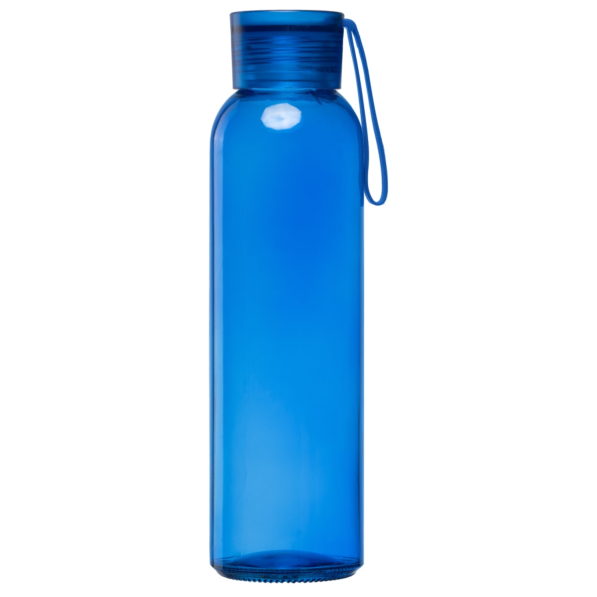 Branded Painted Glass Bottle with Silicone Strap in Navy Blue