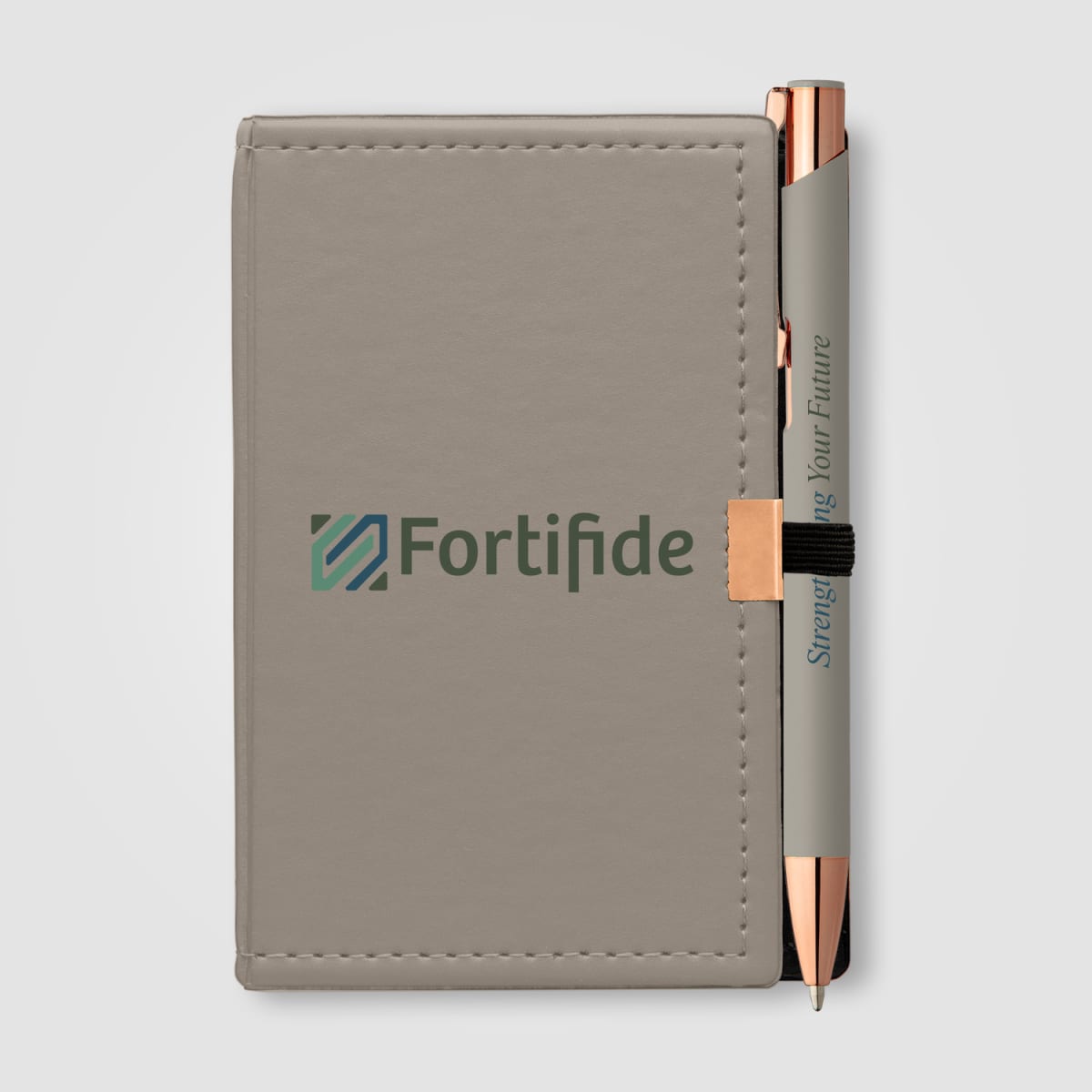 Branded Note Caddy Gift Set with Rose Gold Pen