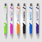 Branded Rubber Grip Retractable Pen with Chrome Nose