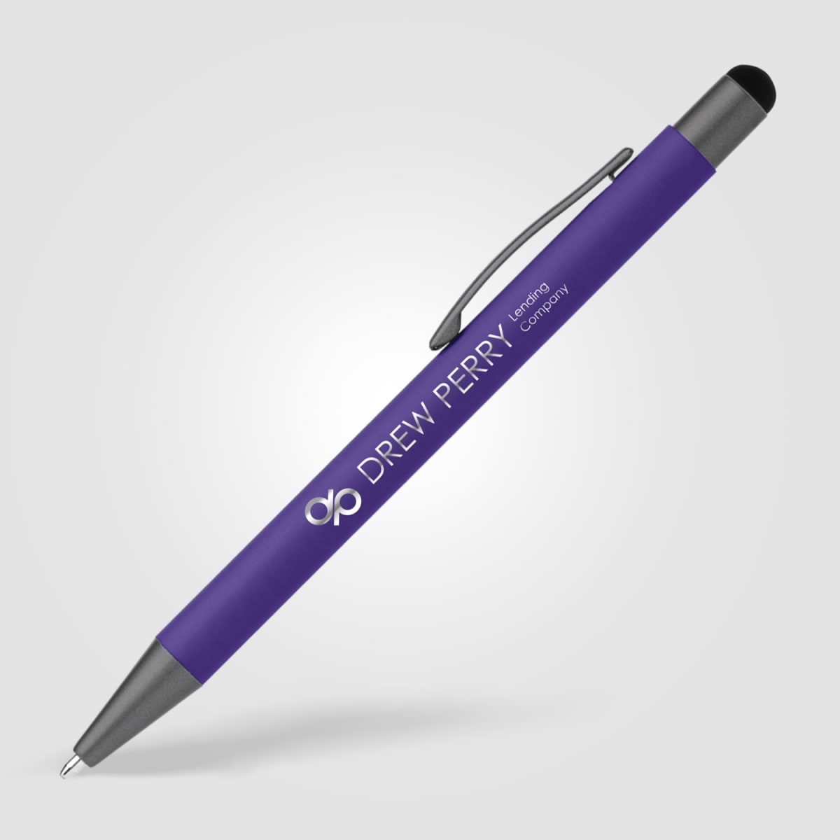 Branded Retractable Gunmetal Trim Stylus Pen