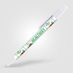 Branded Slimline Retractable Pen with Black and White Trim in White