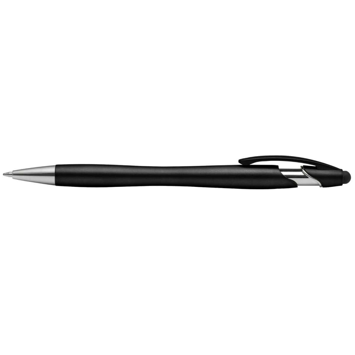 Branded Metallic Stylus Pen with Chrome Accents in Black