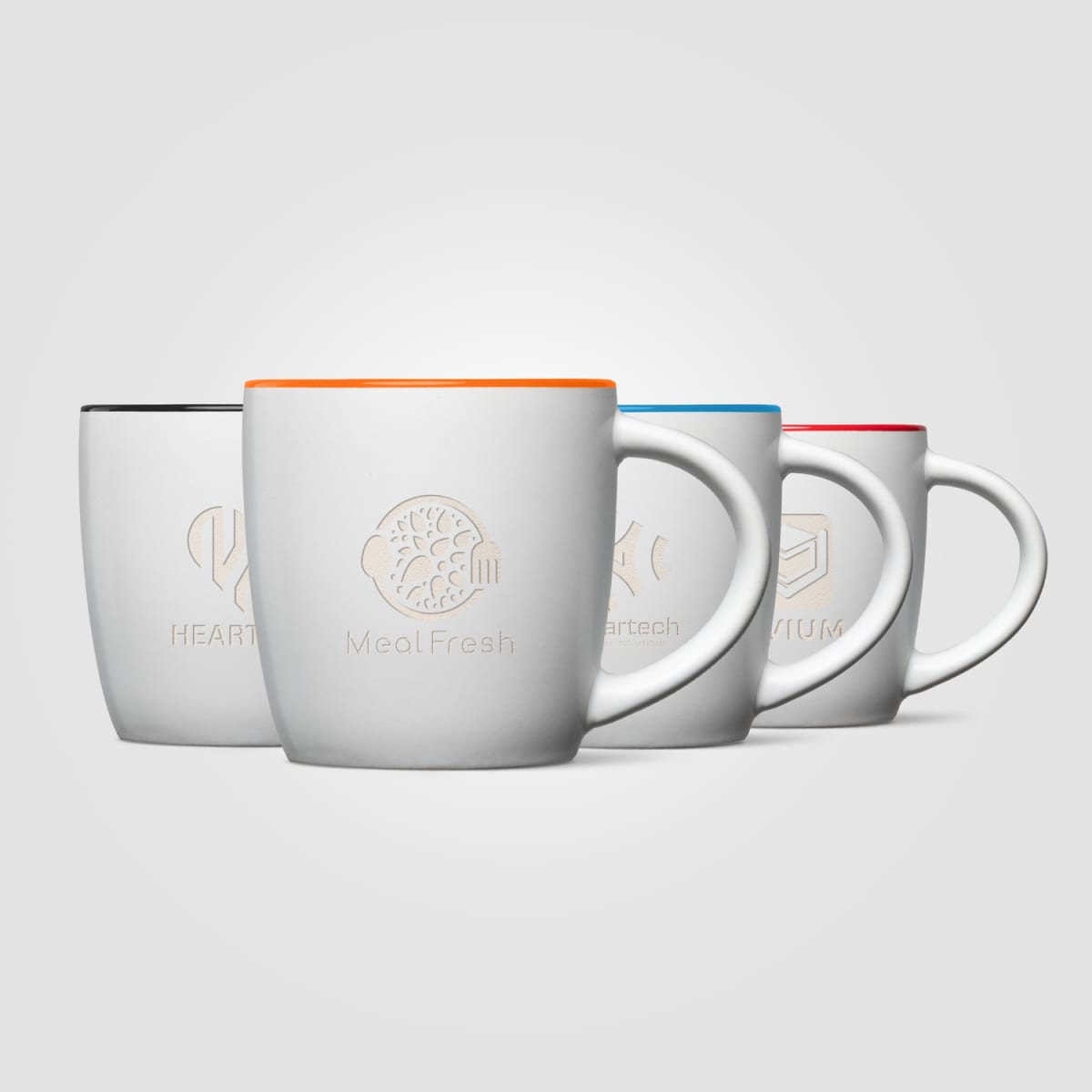 Branded 355ml Ceramic Mug with Matte Exterior, Colour Interior