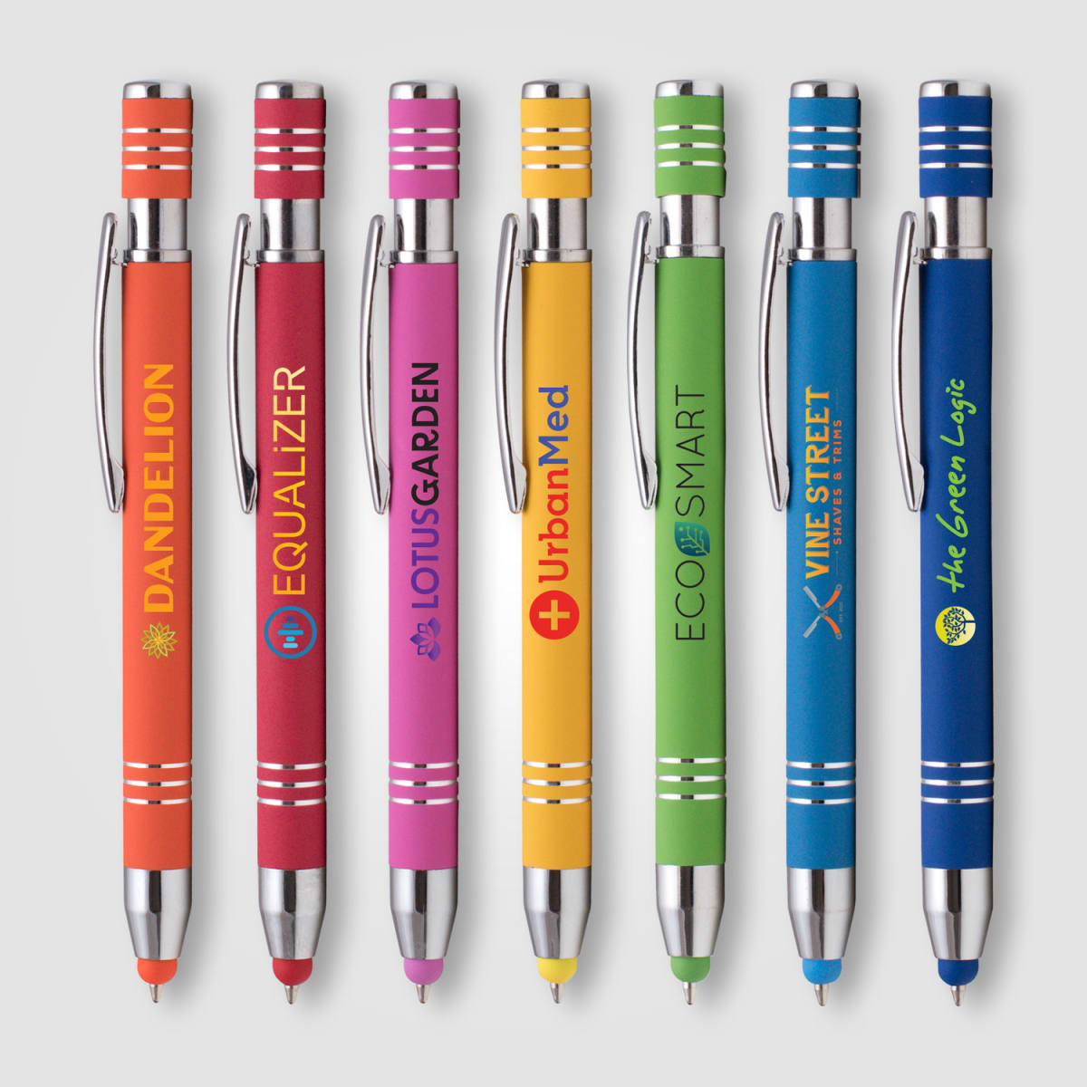 Branded Soft Touch Metal Stylus Pen with Blue or Black Ink