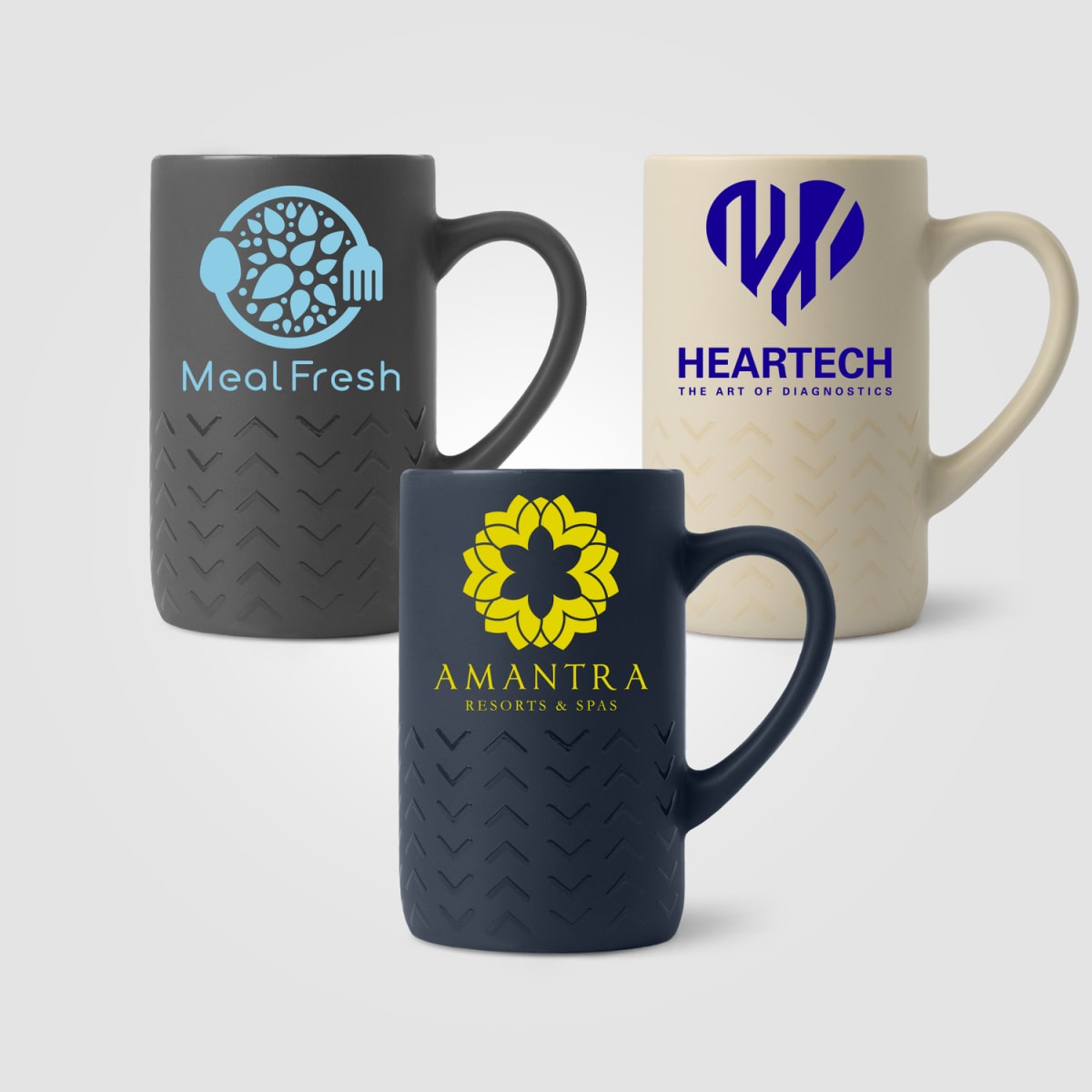 Branded Matte Ceramic Mug with Chevron Base 355 ml