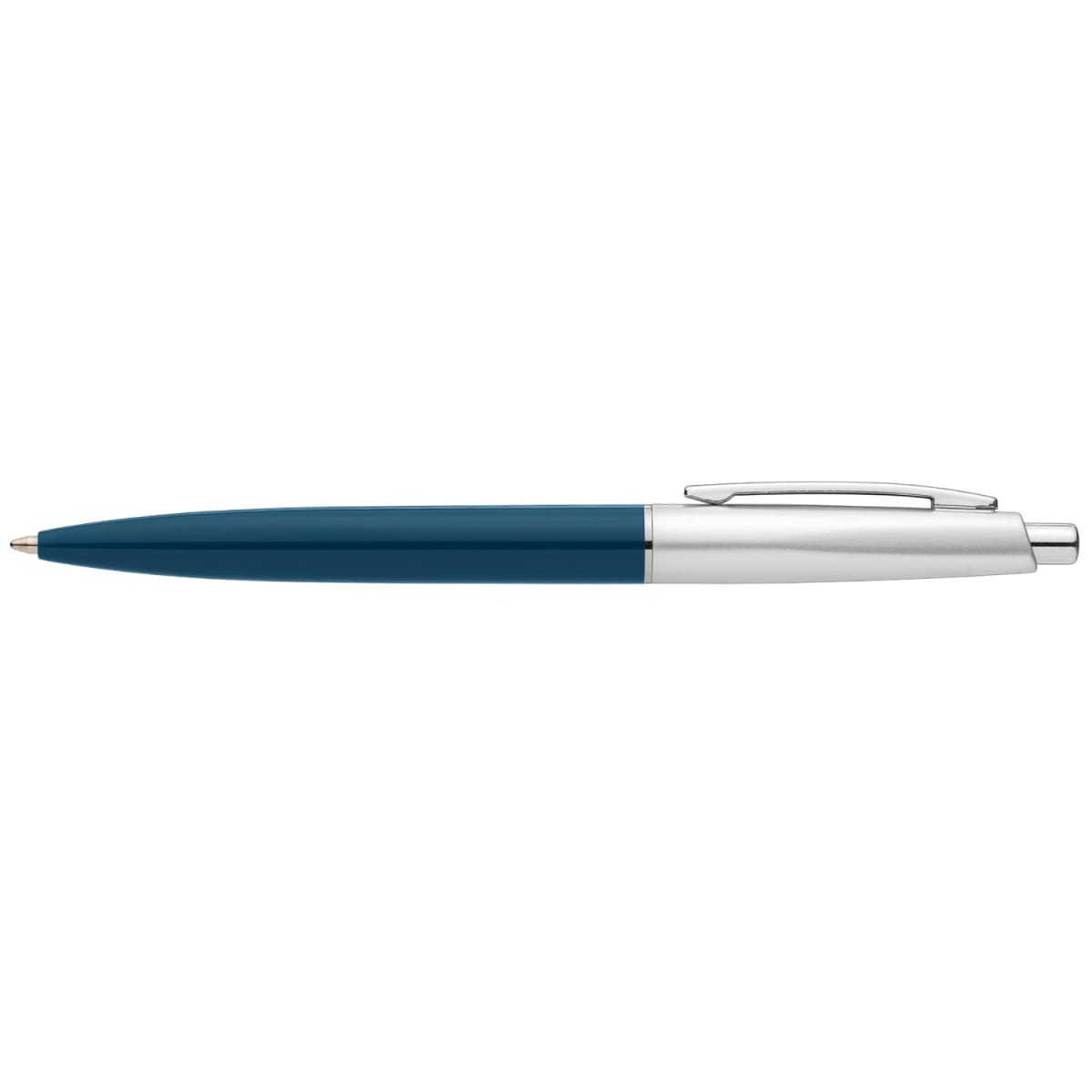 Branded Recycled Plastic Chrome Trim Retractable Pen in Navy Blue