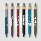 Branded Recycled Plastic Pen with Bamboo Accent