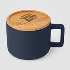 Branded 355 ml Ceramic Mug with Bamboo Lid