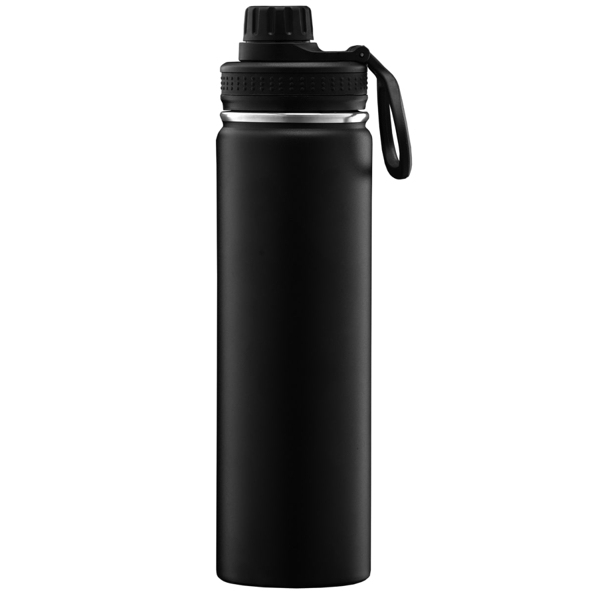 Branded Insulated Stainless Steel Bottle with Carry Handle 710ml in Black