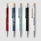 Branded Recycled Aluminium Soft Touch Pen with Bamboo Accents