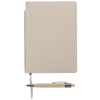 Branded A5 Recycled PU Notebook and Pen Set with Pen Loop in Dune