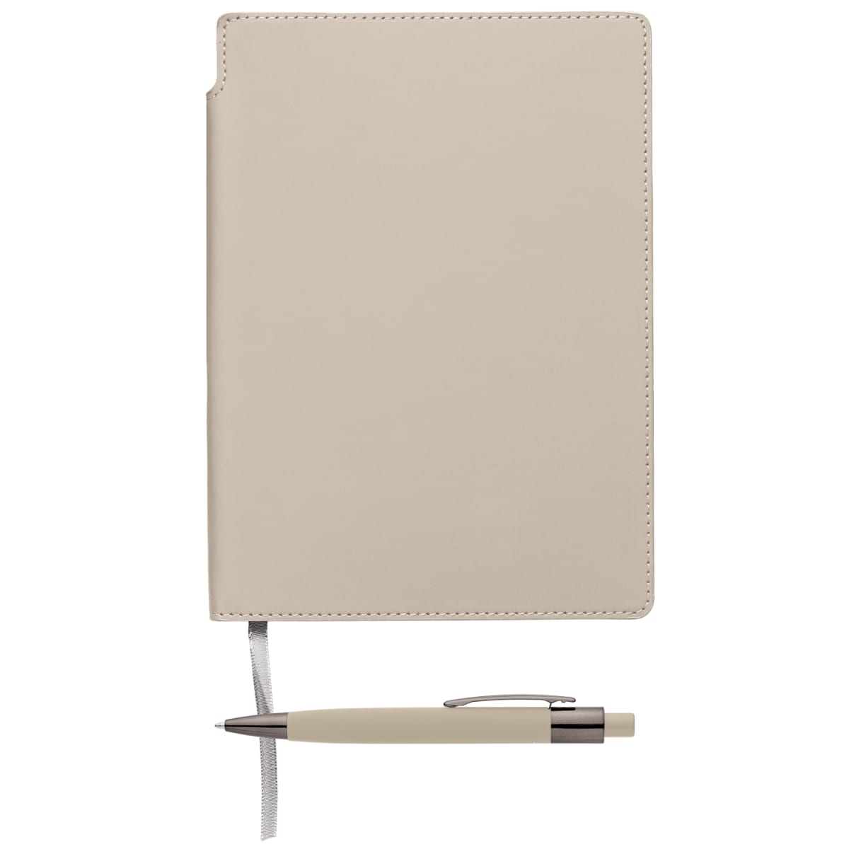 Branded A5 Recycled PU Notebook and Pen Set with Pen Loop in Dune
