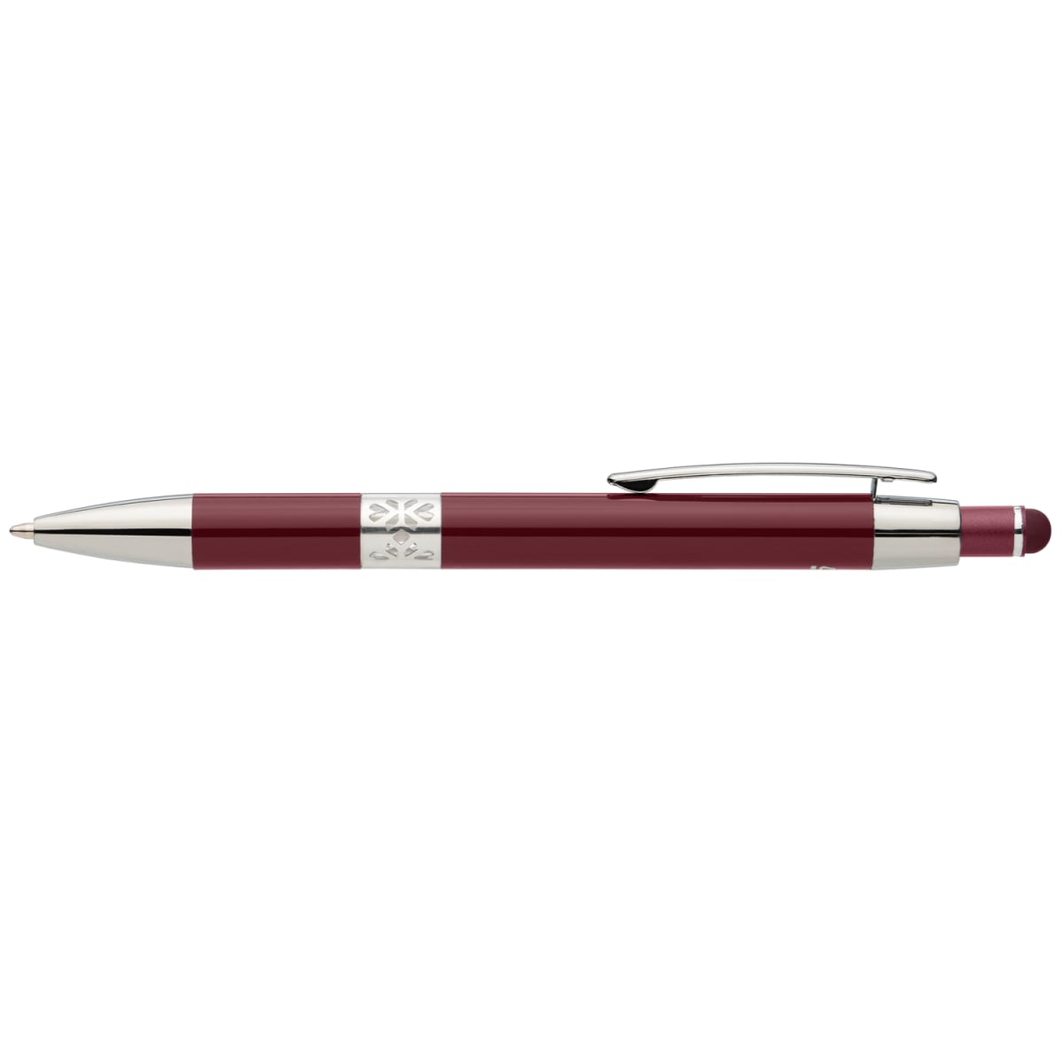 Branded Recycled Aluminium Chrome Trim Stylus Pen in Red