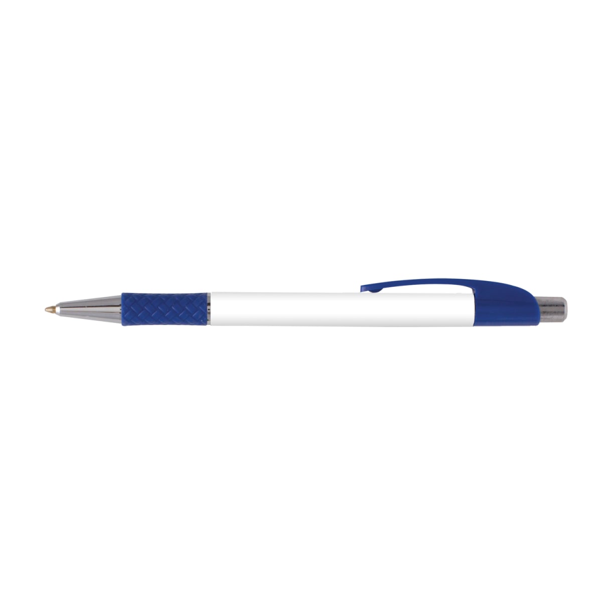 Branded Full Colour Printed Grip Pen with Chrome Trim in Blue