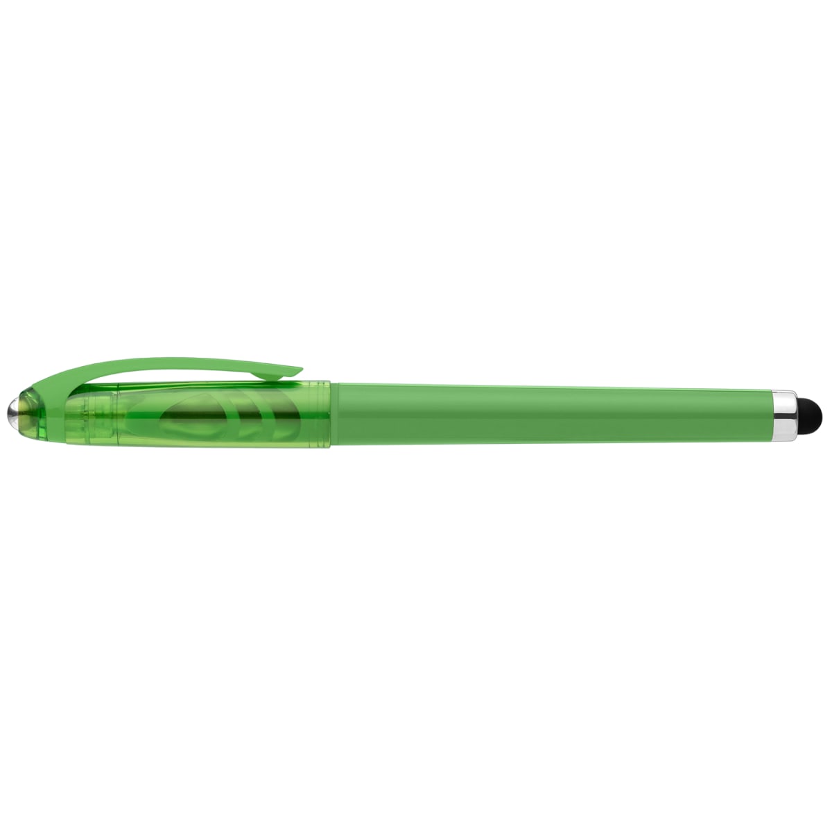 Branded Recycled Plastic Fidget Ball Stylus Gel Pen in Green